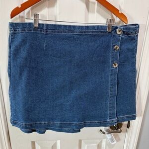 Denim Button-Accent Skort